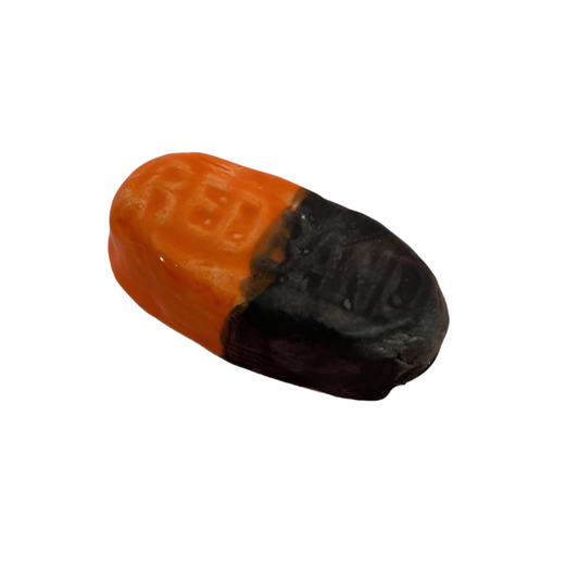 Ceramic wall sculpture - Dutch licorice - drop duo orange