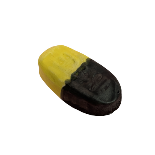 Ceramic wall sculpture - Dutch licorice - drop duo yellow