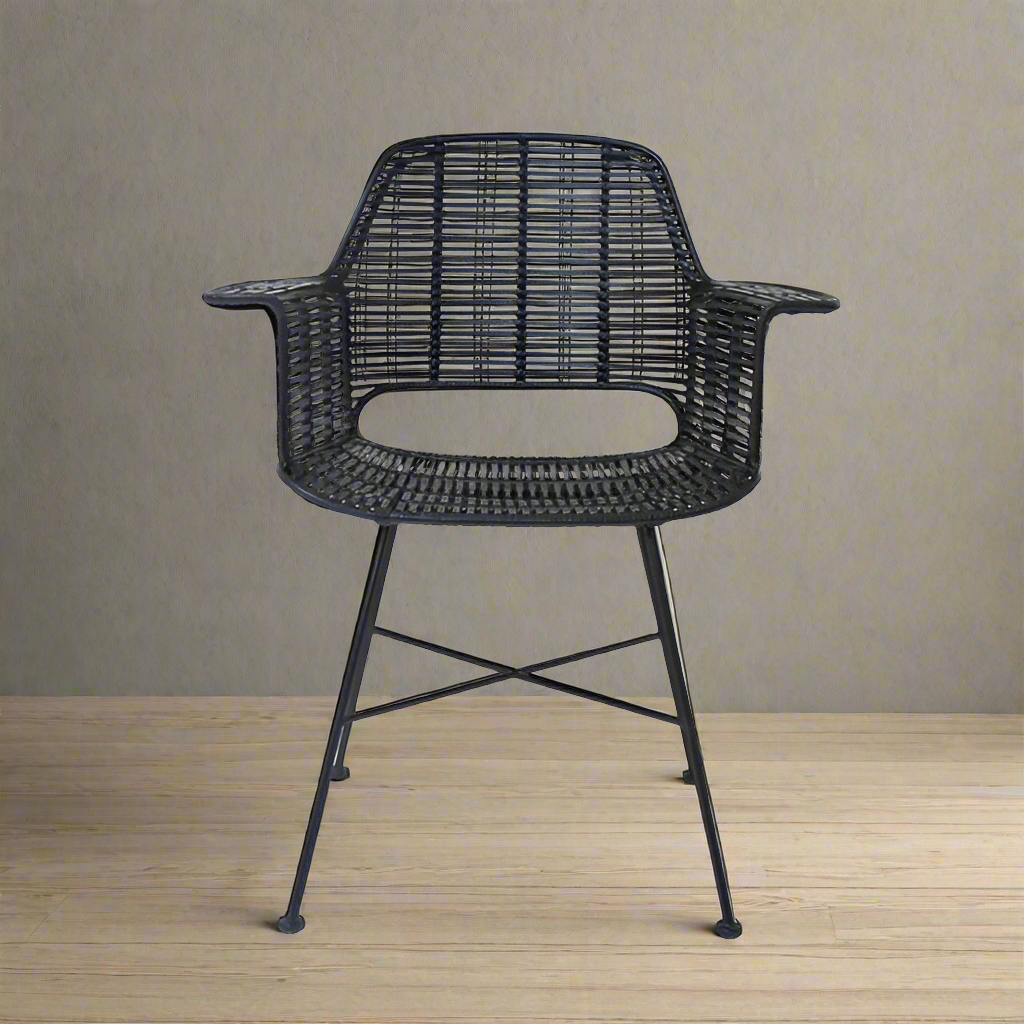 Rattan tub chair - black