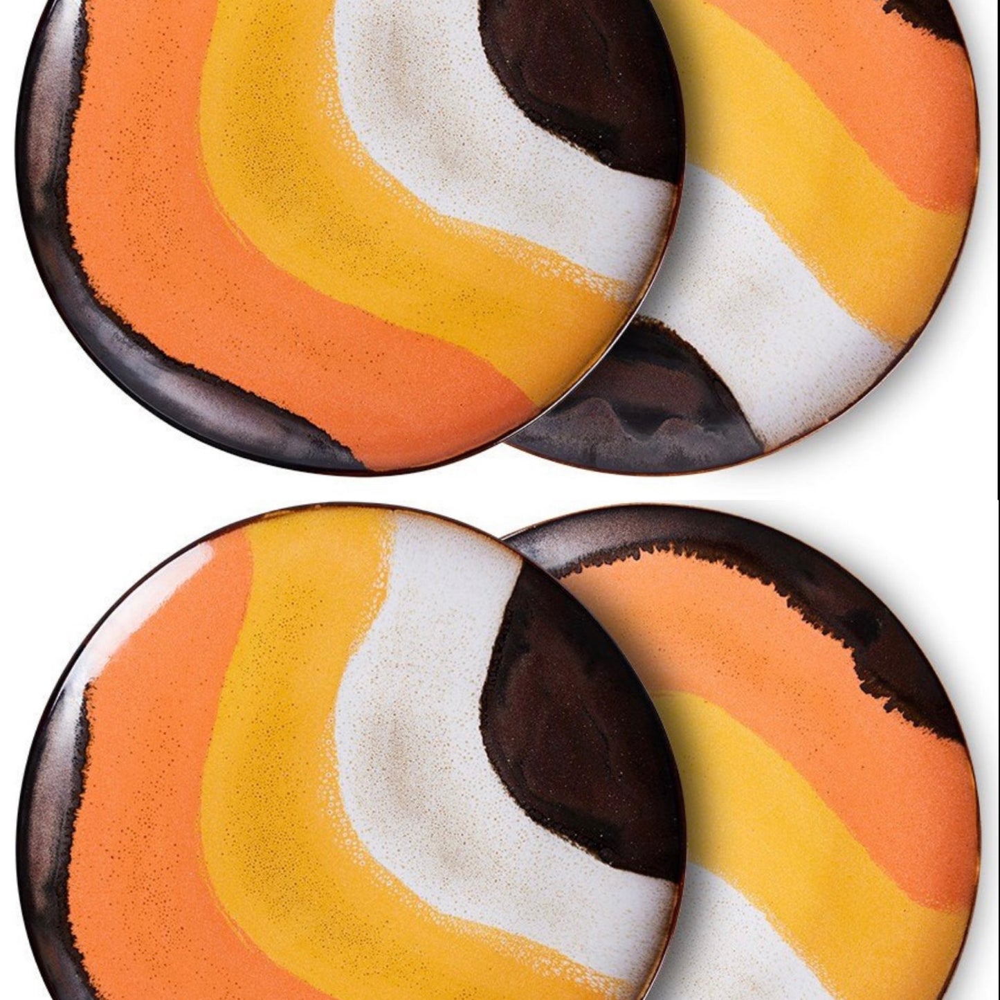 70s ceramics dinner plate retro wave (set of 4)
