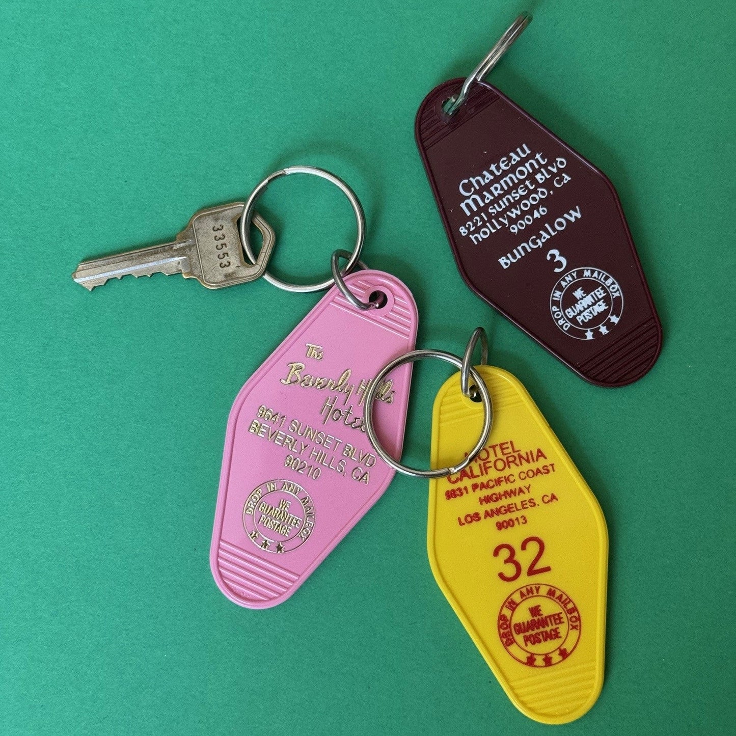retro style motel keychains