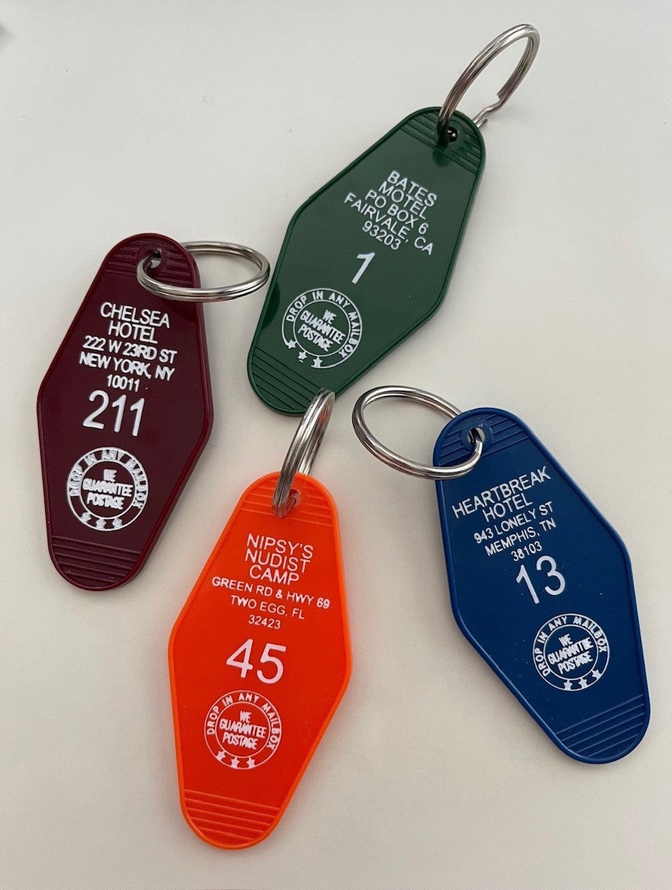 retro style motel keychains