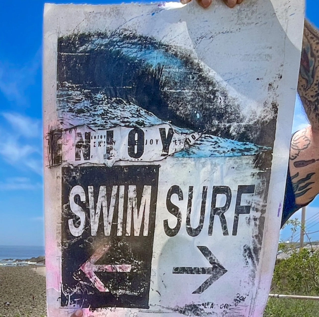 swim surf repeat art print on paper