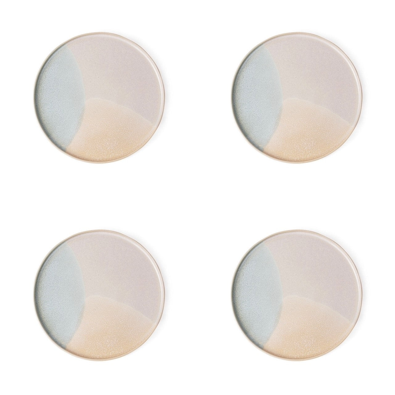 4 round side plates with pastel color finish