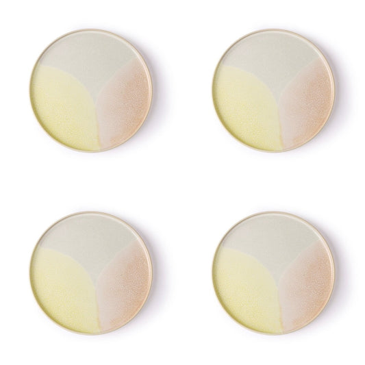 4 round side plates with pastel color finish