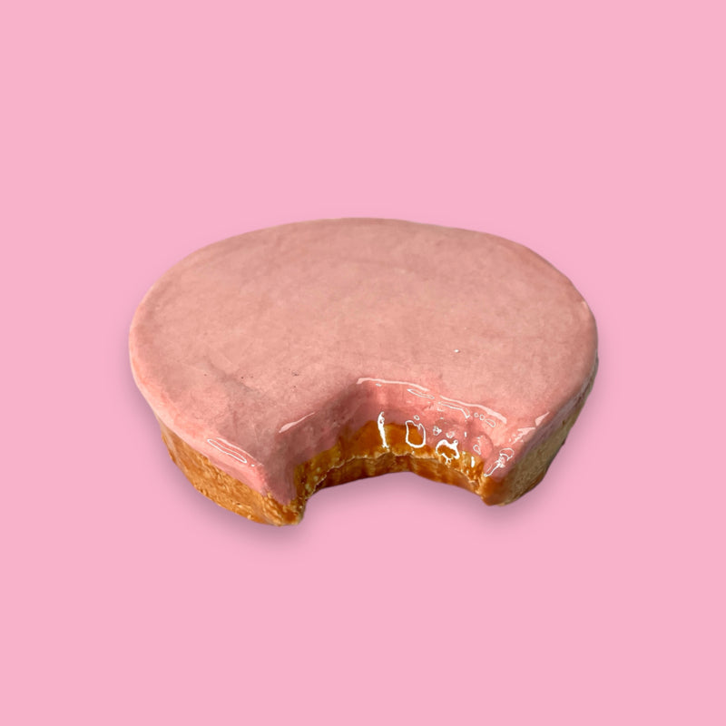 ceramic wall art cake cookie with pink glaze
