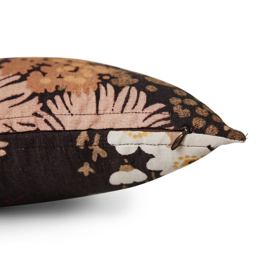 vintage inspired lumbar pillow with flower print