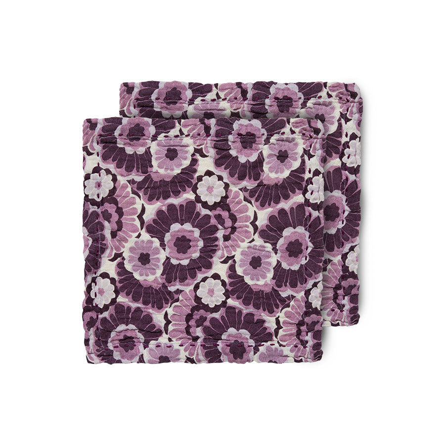 floral burgundy cotton napkins