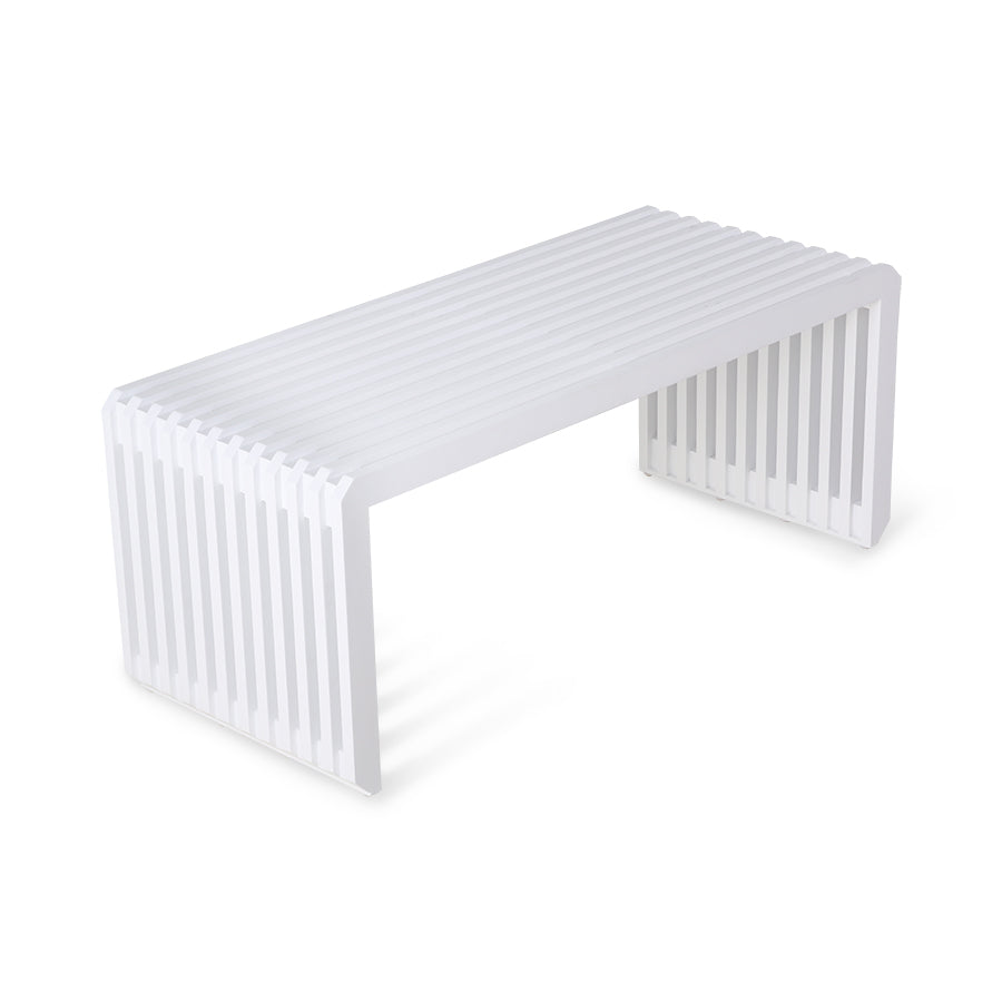 hand made wooden bench in white