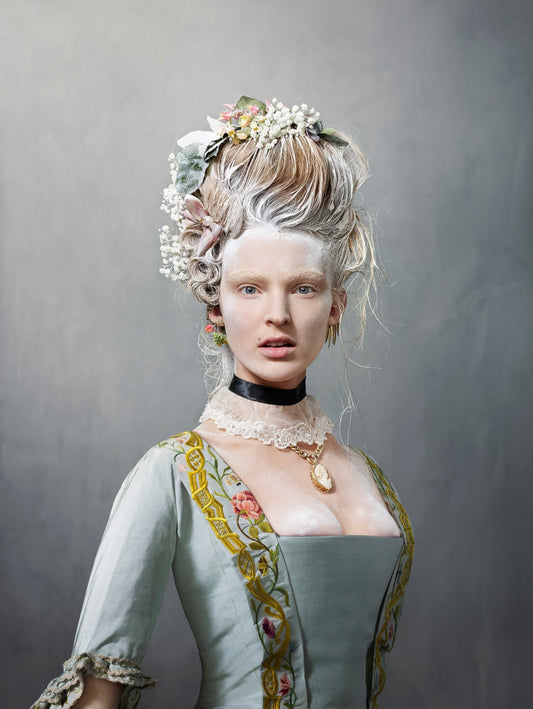 Photo by Erwin Olaf  of model in antique wedding dress