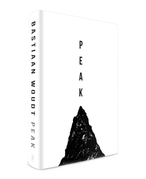 Book titled 'Bastiaan Woudt Peak' with a mountain silhouette on a white background