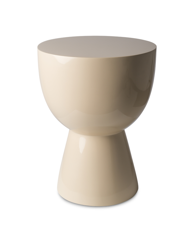 Beige side table on a white background