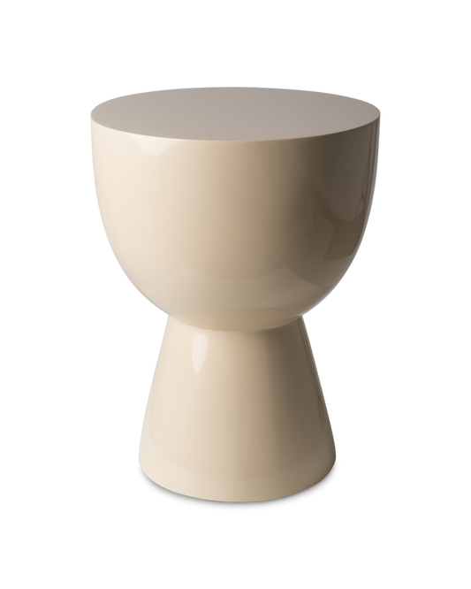 Beige side table on a white background