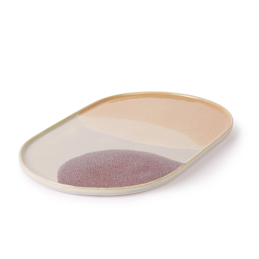 Rectangular ceramic plate with a gradient design on a white background