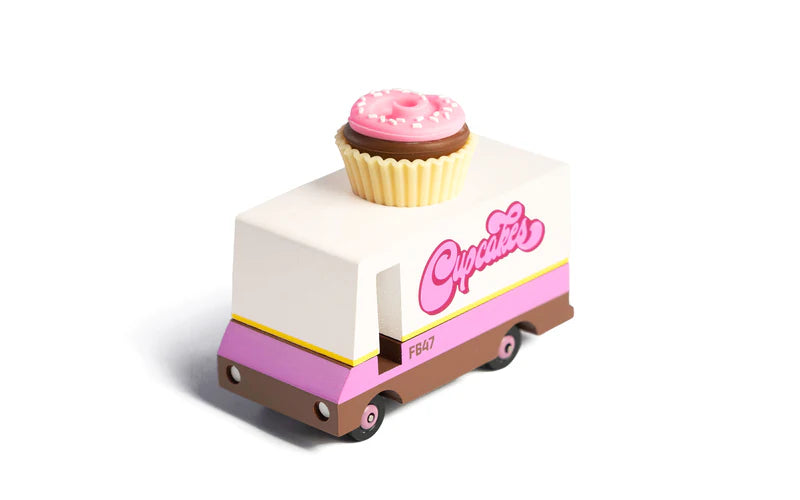 wooden food truck with silicone cupcake on top