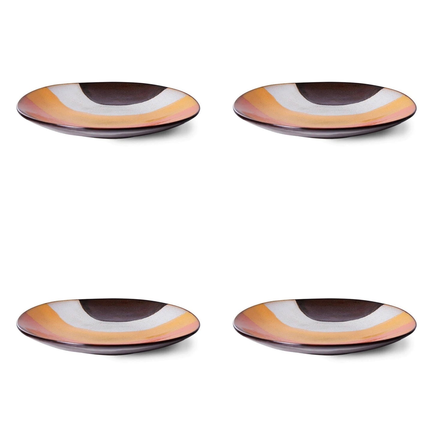 70s ceramics side plate retro wave (set of 4)