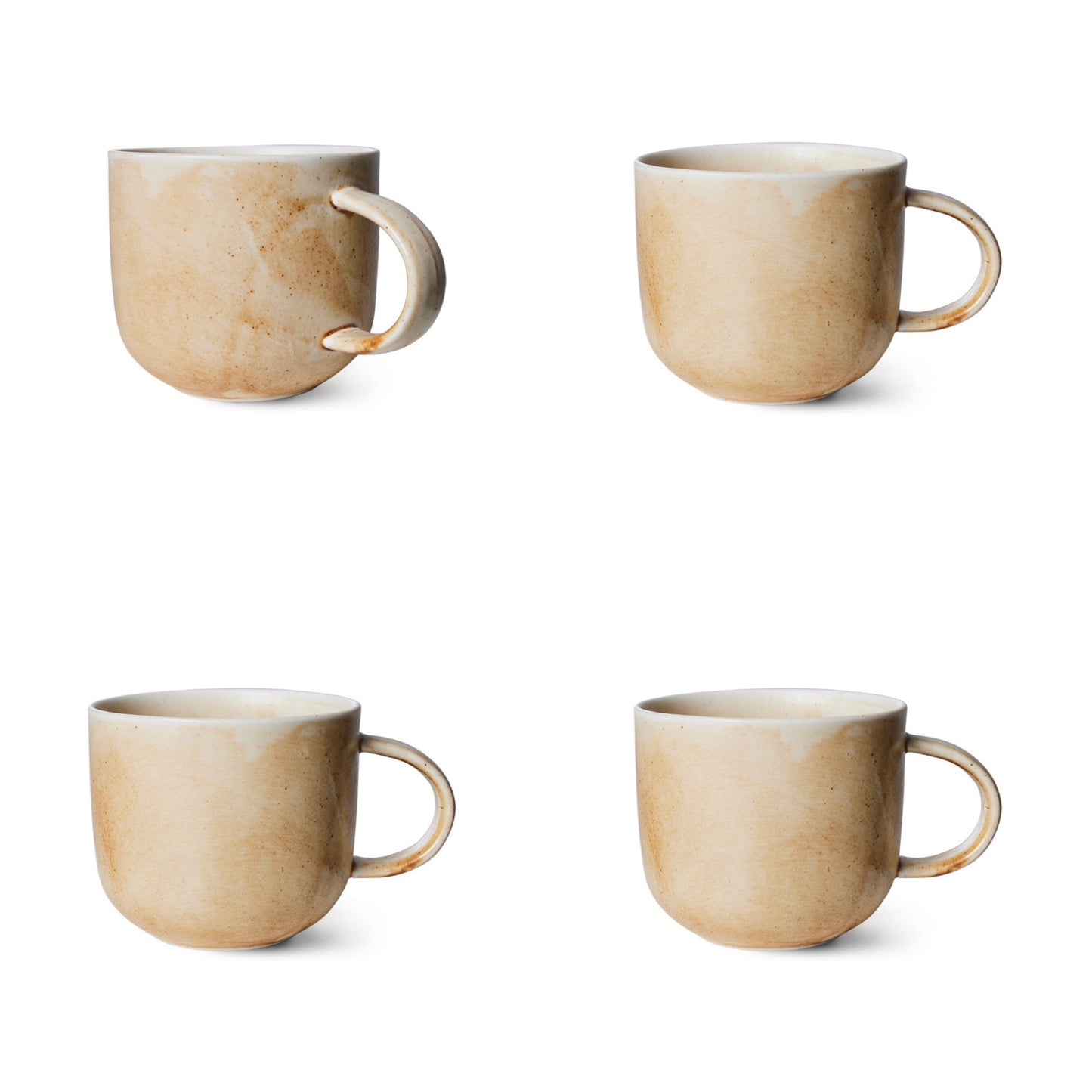 Chef ceramics mug - rustic cream / brown (set of 4)