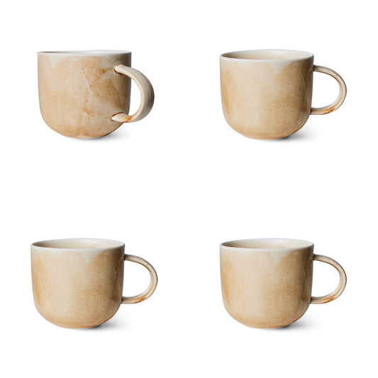 Chef ceramics mug - rustic cream / brown (set of 4)