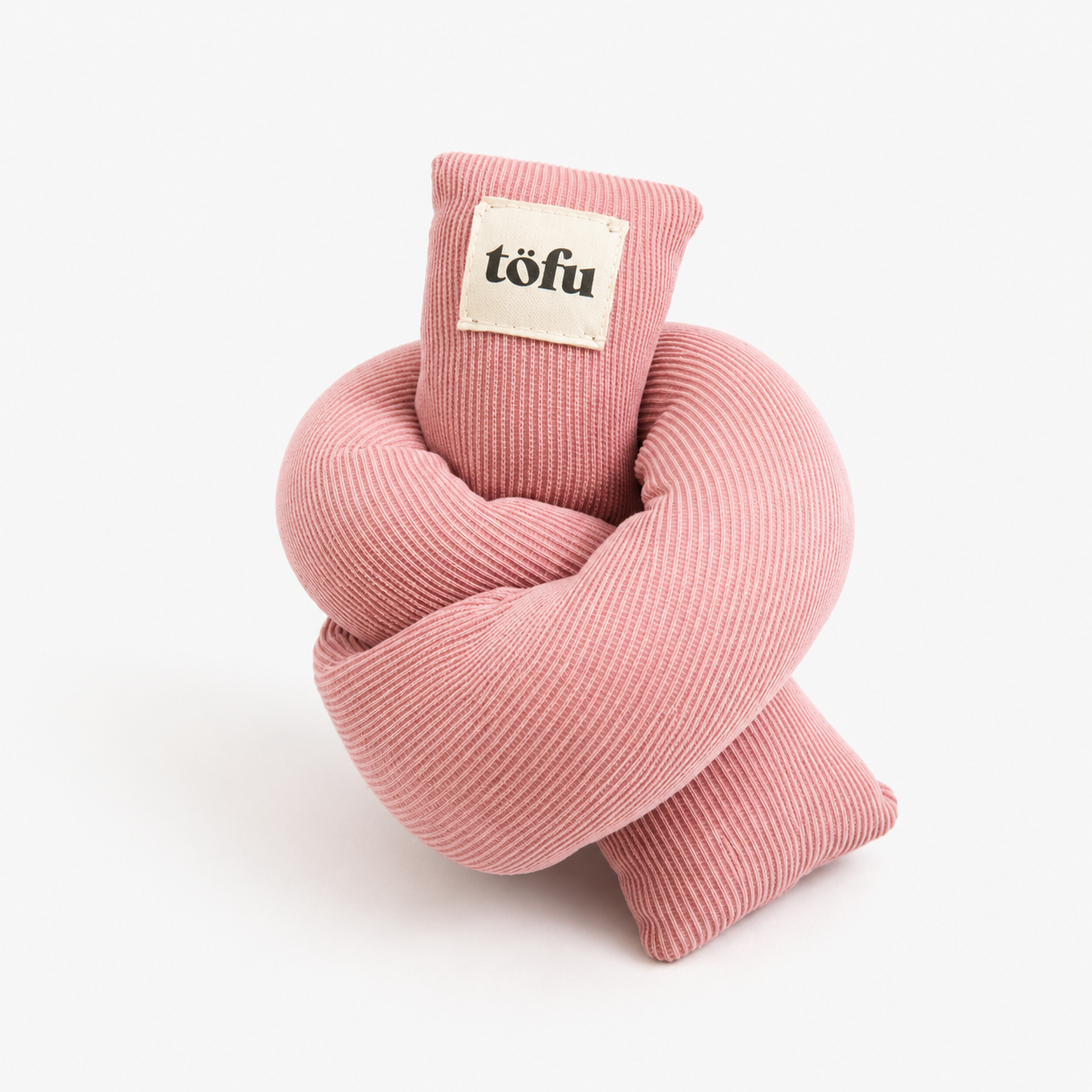 knotted cat toy made from corduroy 