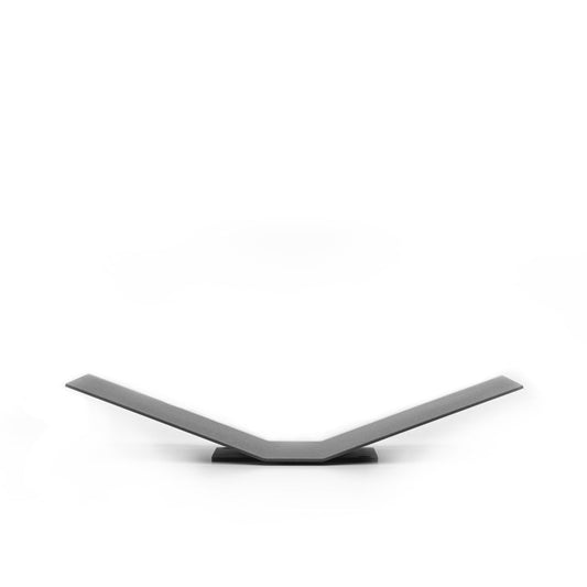 Modern black book display standard on a white background