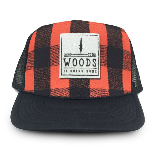 design trucker hat with plaid fabric