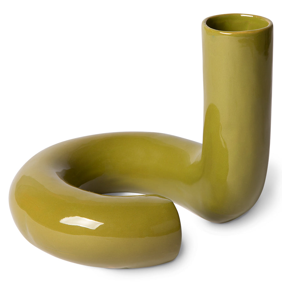 twisted green shiny object vase