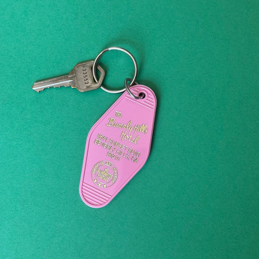 Pink retro style keychain Beverly Hills hotel
