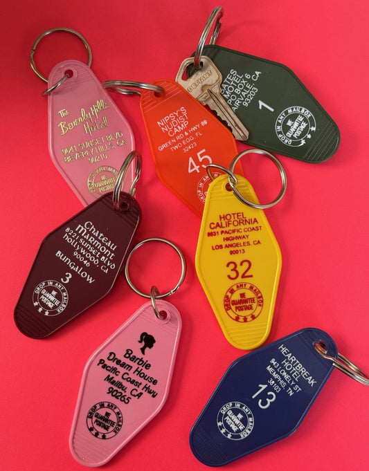 retro style motel keychain holders