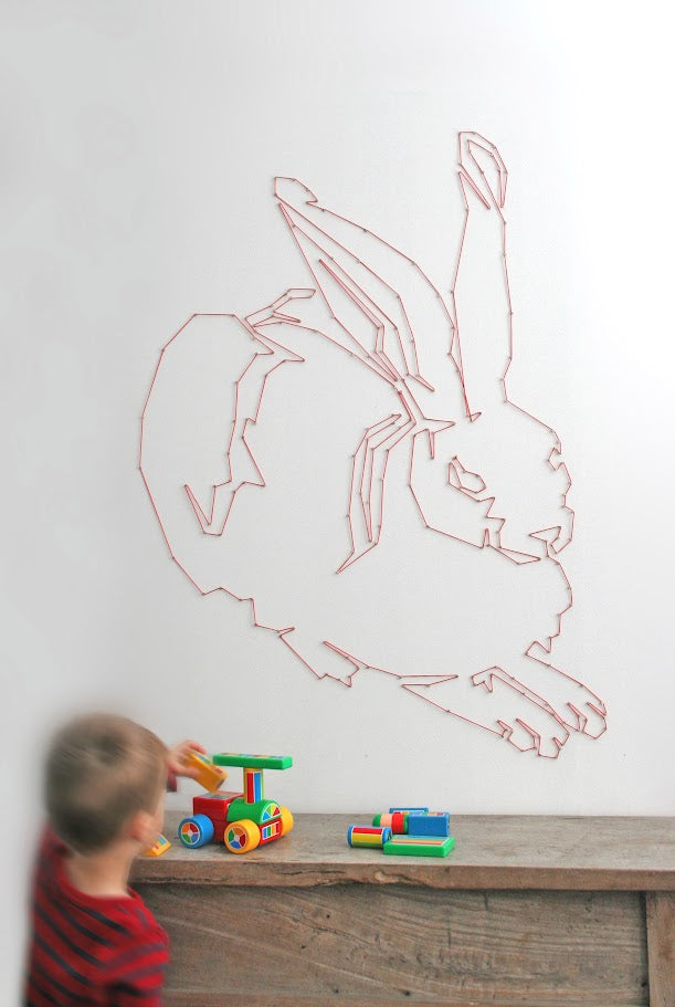 rabbit wall mural rope and nails