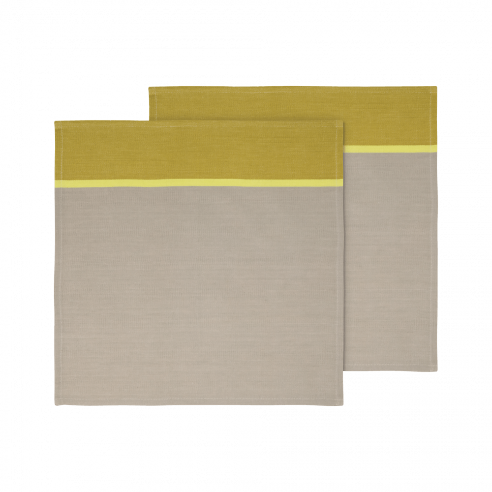 cotton napkins in two tones of yellow and light gray