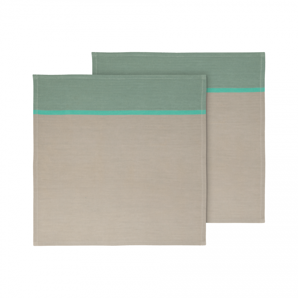 two tones green and light gray set of cotton napkins