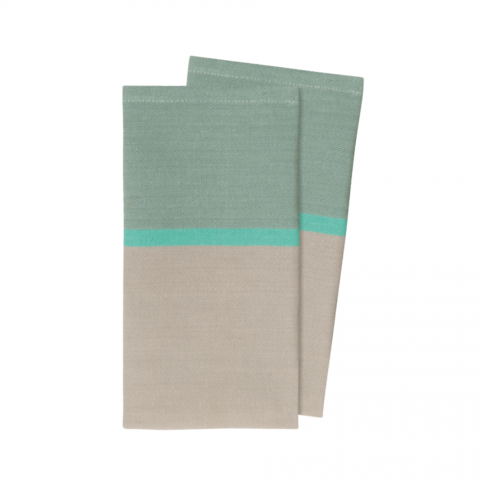 two tones green and light gray set of cotton napkins