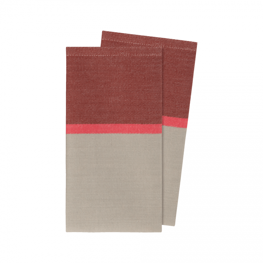 cotton napkins in two tones of red and light gray