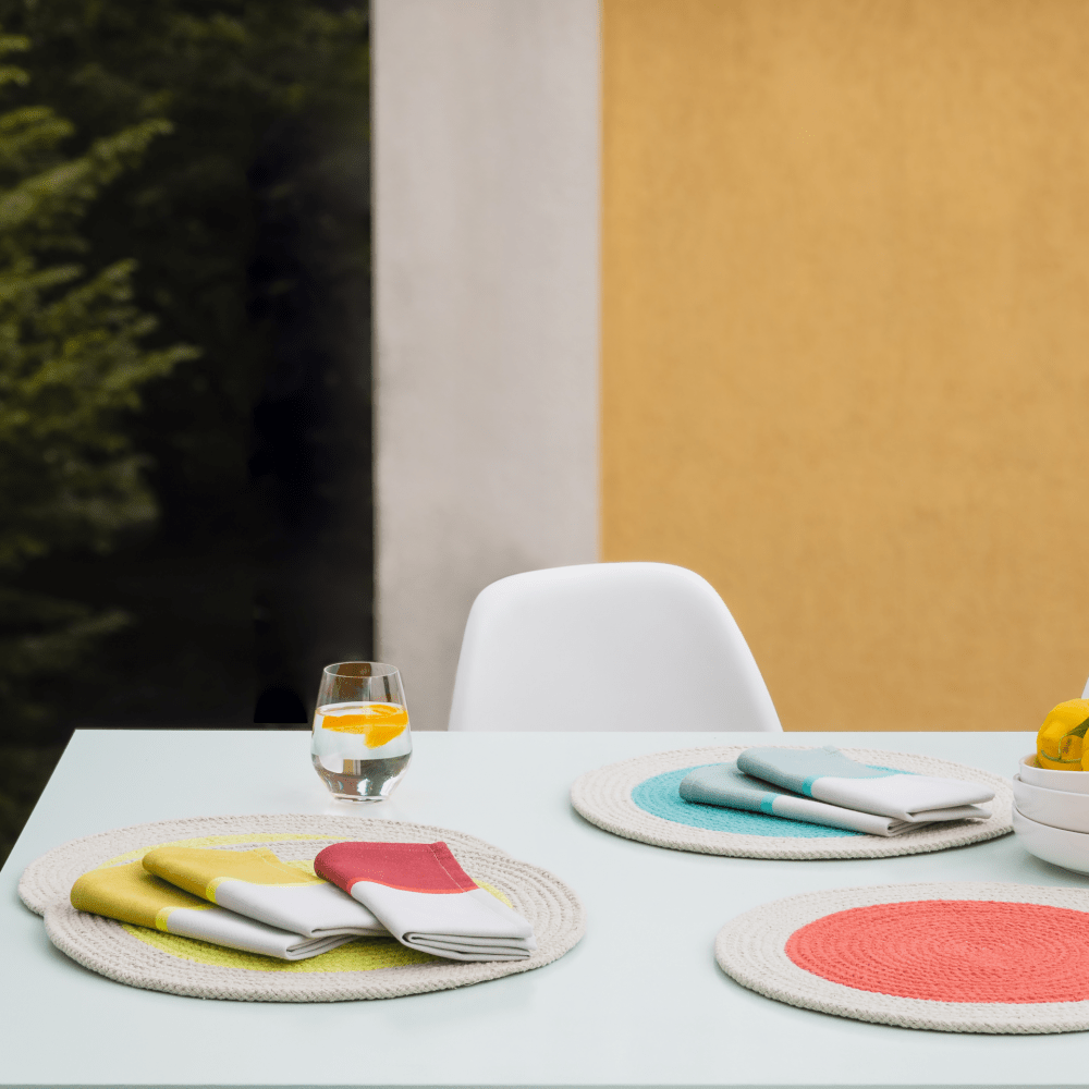 table setting with modern style cotton napkins