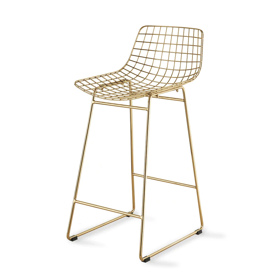 brass colored metal wire counter bar stool