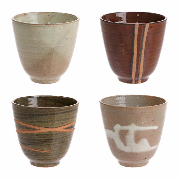 4 stoneware Japanese tea cups
