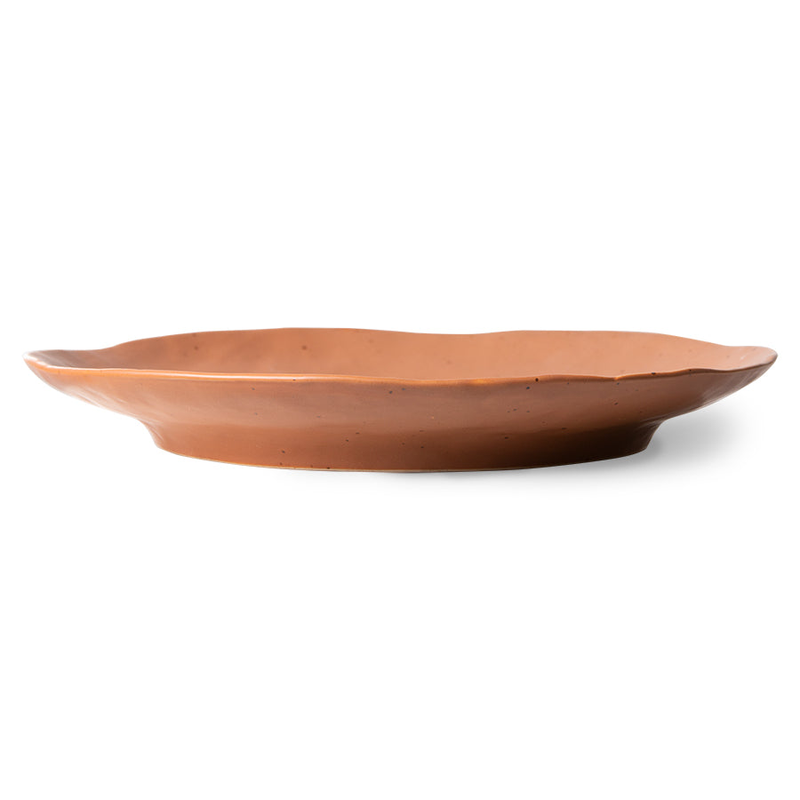 organic shaped brown side plate made from porcelain