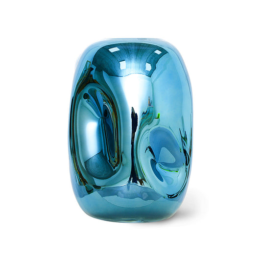 blue chrome shiny flower vase
