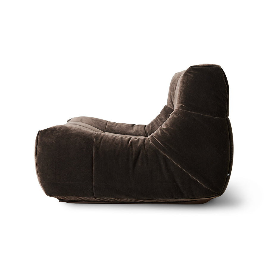velvet brown element recliner  lounge chair