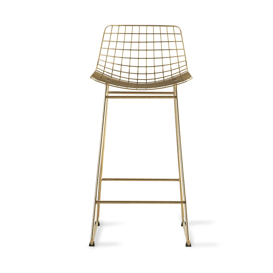 brass colored metal wire counter bar stool