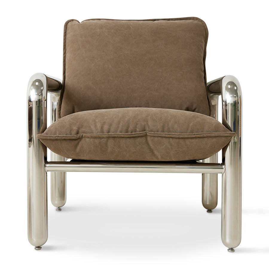 chrome and brown retro look lounge chair