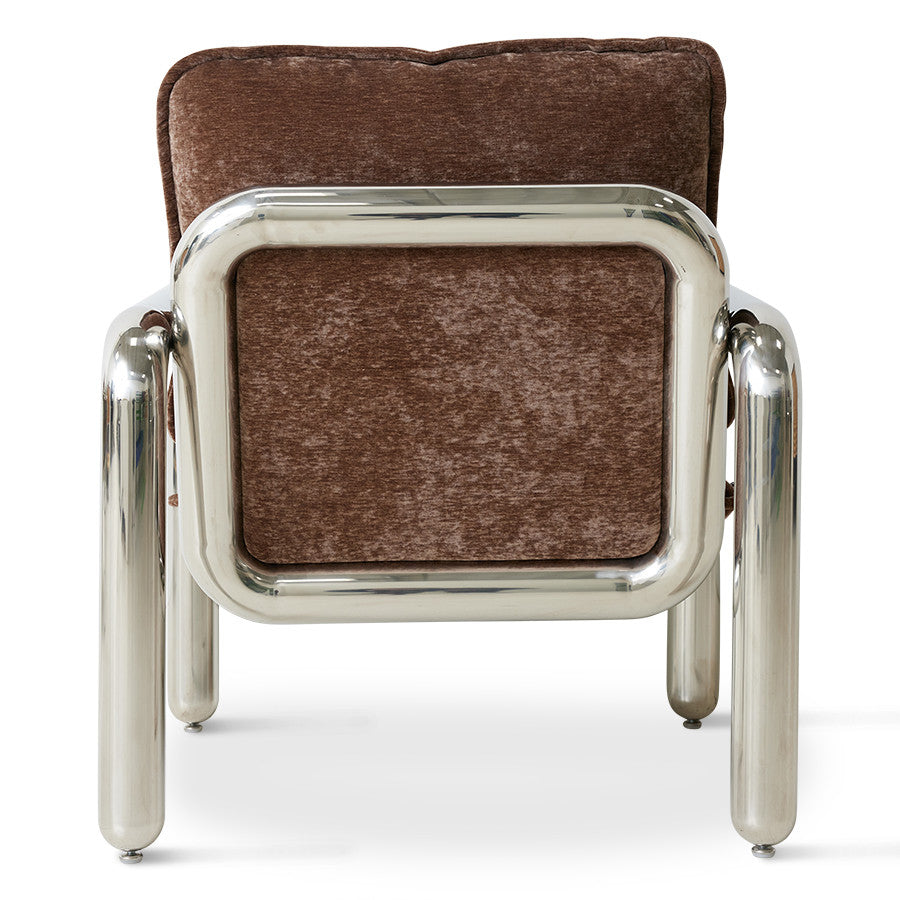 chrome and brown retro look lounge chair