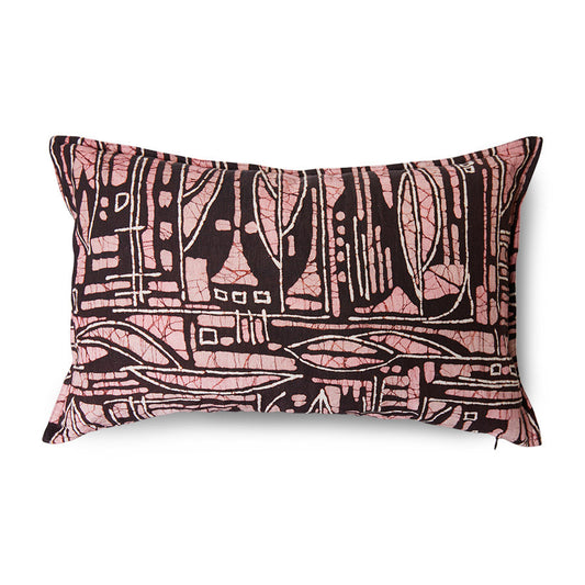 pillow with pink purple and red print