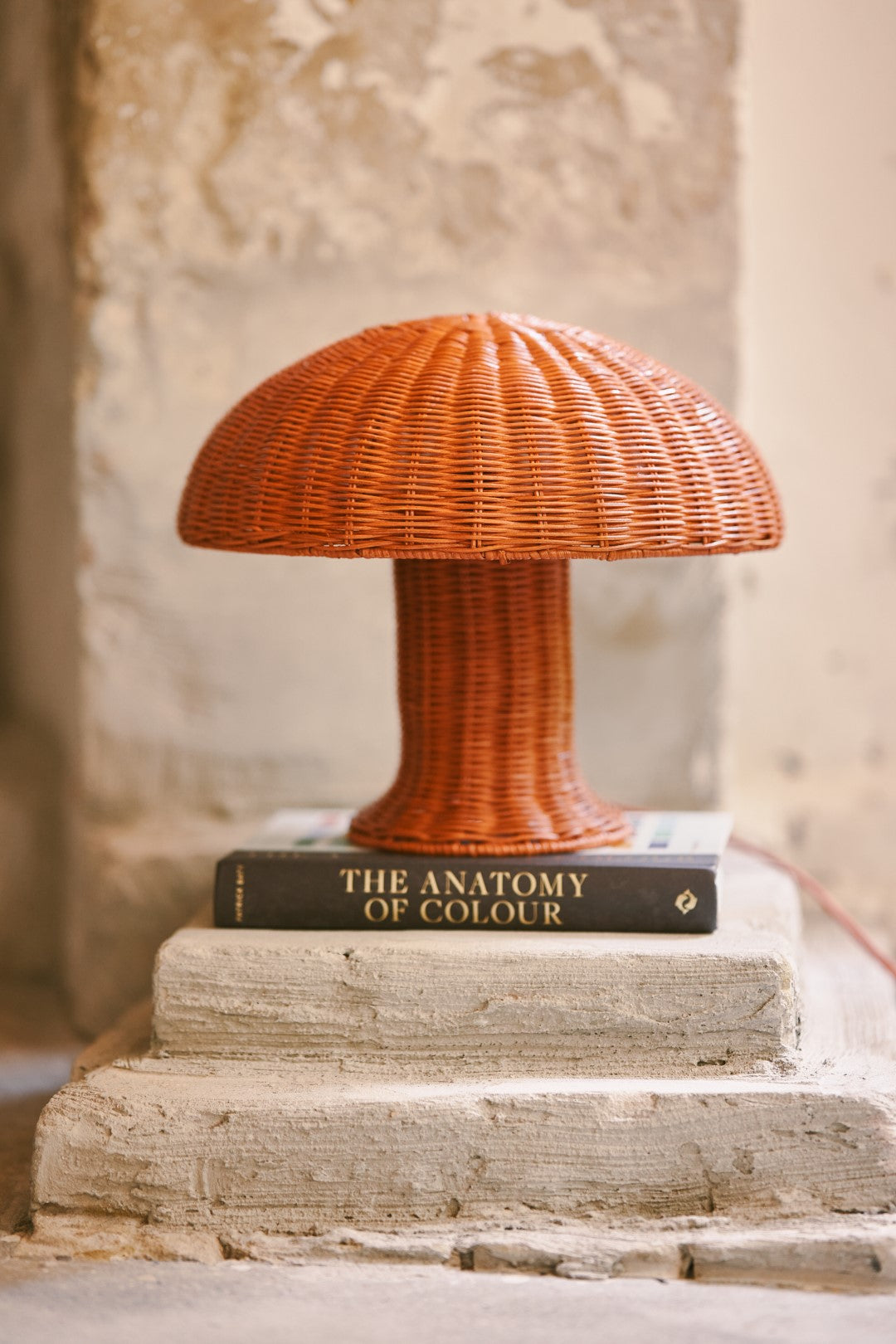 rattan table lamp in mushroom shape