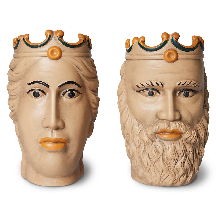 set of moor head planters king and queen
