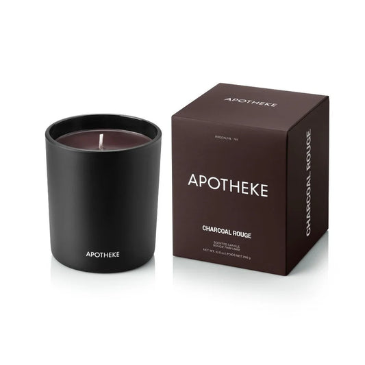 black vessel with rouge charcoal scented candle and 1 wick
