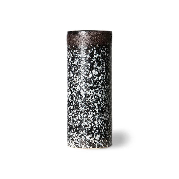 brown, black and white flower vase