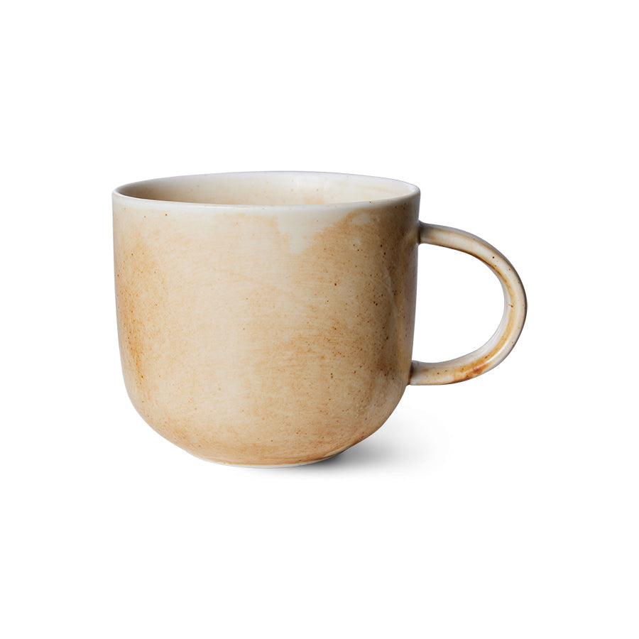 cream and brown rustic coffee mug with ear