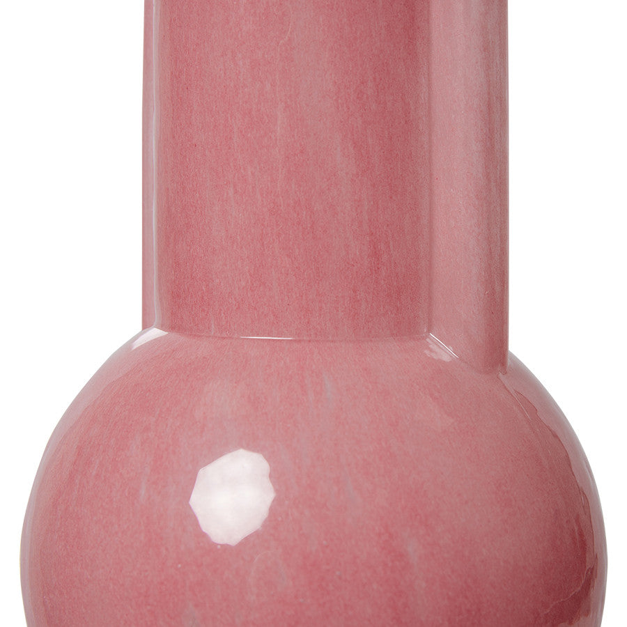 glass flower vase in flamingo pink