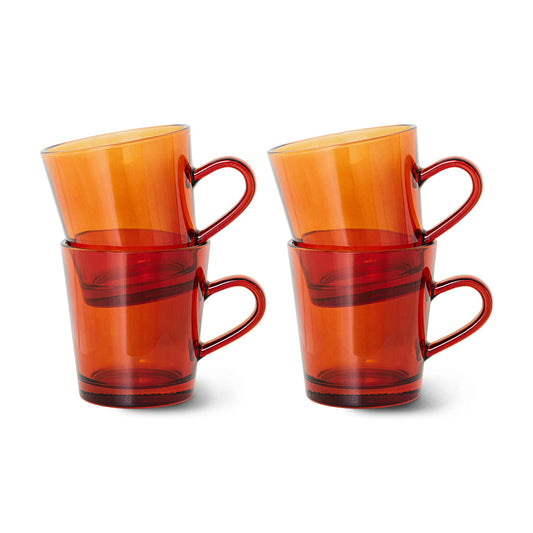 amber brown glass coffee cups with ear